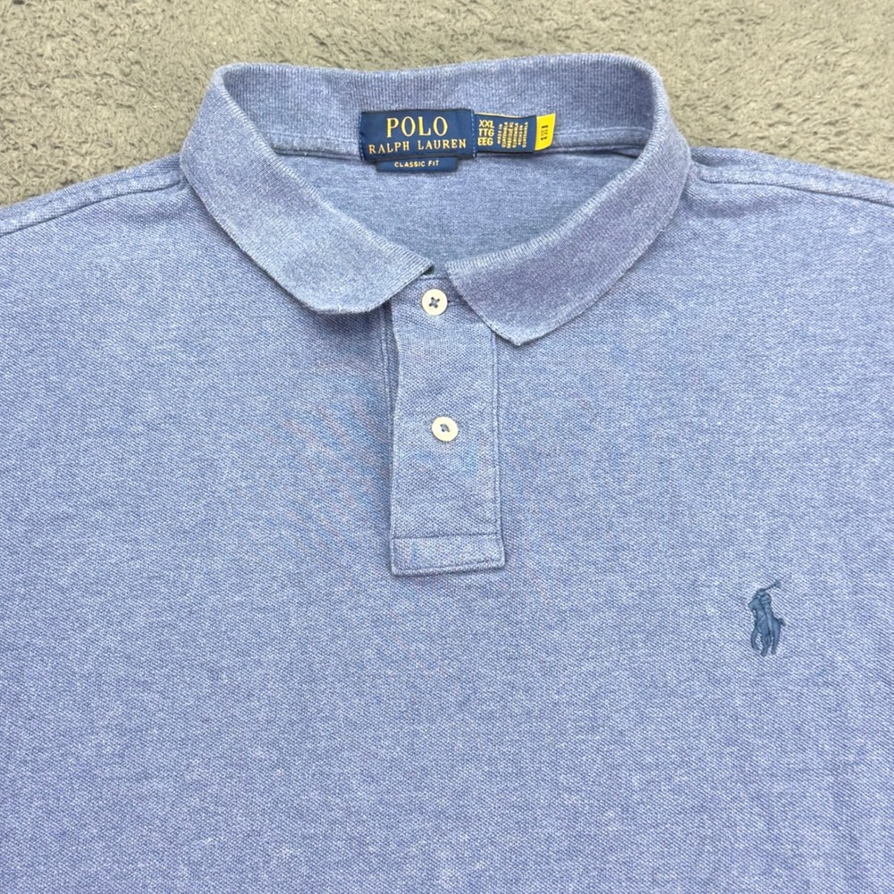 Polo Ralph Lauren Polo Shirt Mens XXL Blue Classic Fit Short Sleeve Heathered